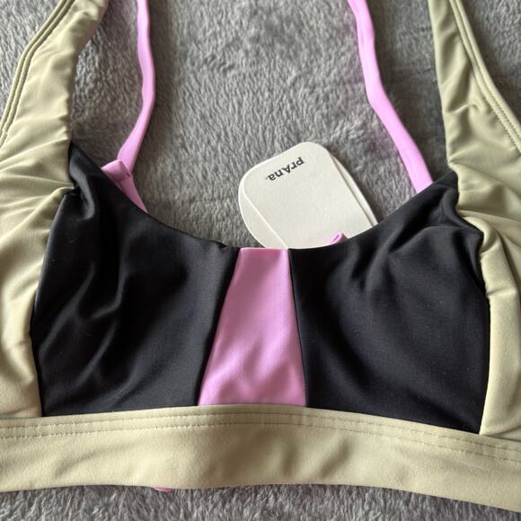 Prana Womens Swim XS Bikini Top Tulum Black Color Block UPF 50+ Lined New - Picture 9 of 9